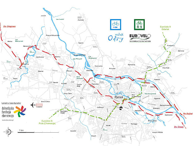 Mapa ścieżek i dróg rowerowych we Wrocławiu 2009