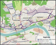 Mapa ścieżek i dróg rowerowych w Toruniu